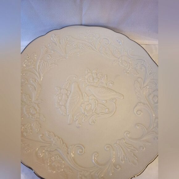 Vintage Mint Lenox China Collectors Anniversary Plate w/Lovebirds & Silver Trim - Picture 4 of 6
